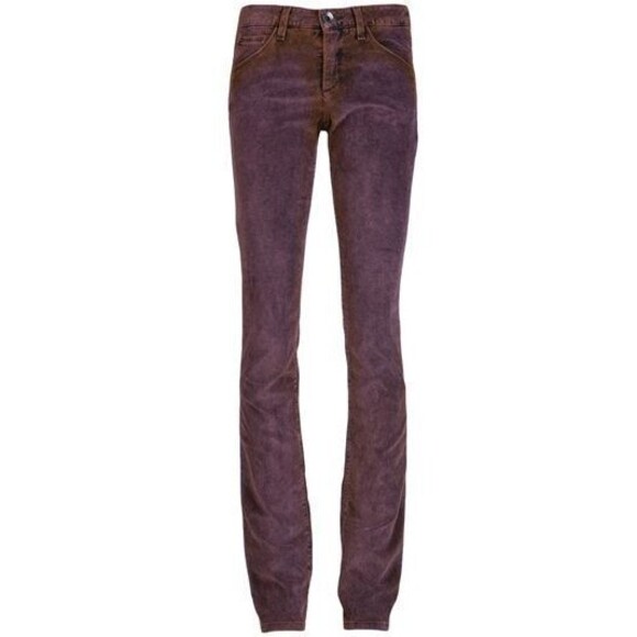 New NWT $295 Theyskens Theory Corduroy Pants Soft Womens 26 Skinny Purple Brown - Picture 4 of 7